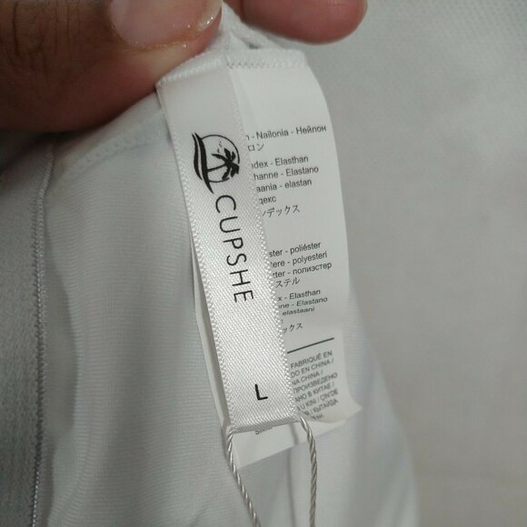 Cupshe One Piece Swimsuit Criss Cross Women Size L Orange White Padded NEW - Picture 5 of 10